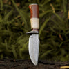 Elite Damascus Hunting Knife with Mother of Pearl & Rose Wood Handle
