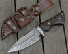 Garotte Damascus Hunting Knife with Exotic Wenge Wood Handle