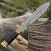 Heartless Edge Damascus Fixed Blade Knife with Horn Handle & Sheath