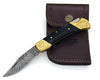 Expedition Damascus Pocket Knife with Pakka Wood Handle