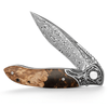 Demeter VG10 Damascus Pocket Knife with Exotic Olive Burl & Resin Handle