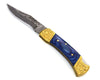 Expedition Damascus Pocket Knife with Pakka Wood Handle