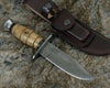 Frontier Damascus Military Knife with Exotic Olive Wood Handle