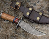Fusion Damascus Hunting Knife with Stacked Leather handle