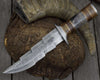 Kris Damascus Hunting Bowie Knife with Exotic Rose wood & Bone handle