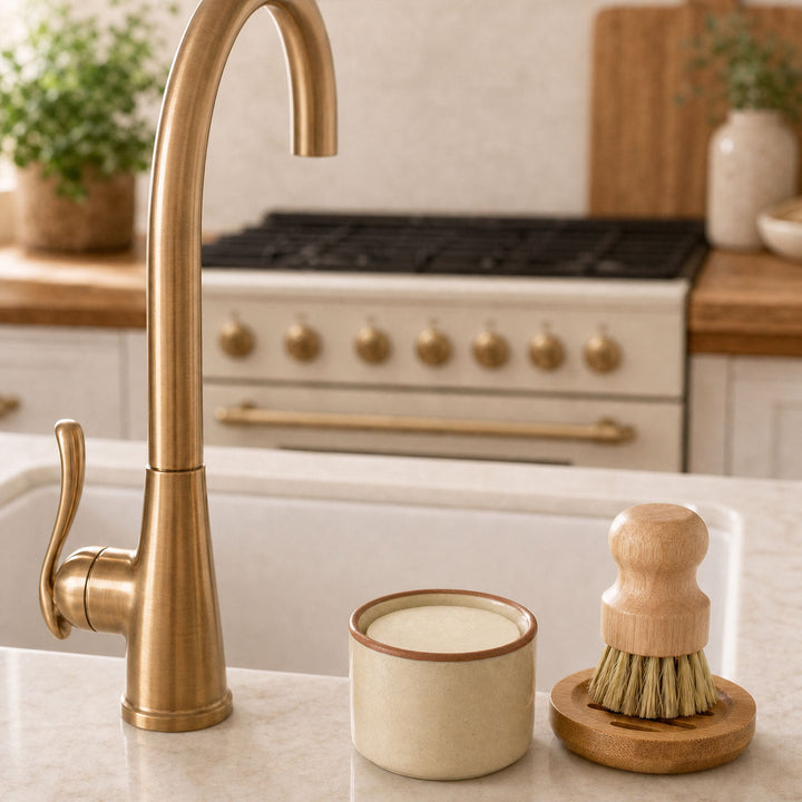 Solid Dish Soap Jar &amp; Brush