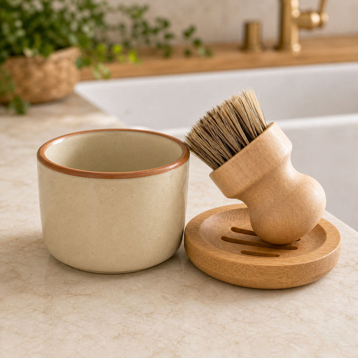 Solid Dish Soap Jar &amp; Brush